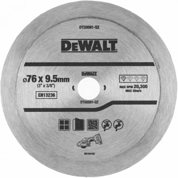 Диск алмазний 76 х 1,0 х 9,5 мм DeWALT DT20591