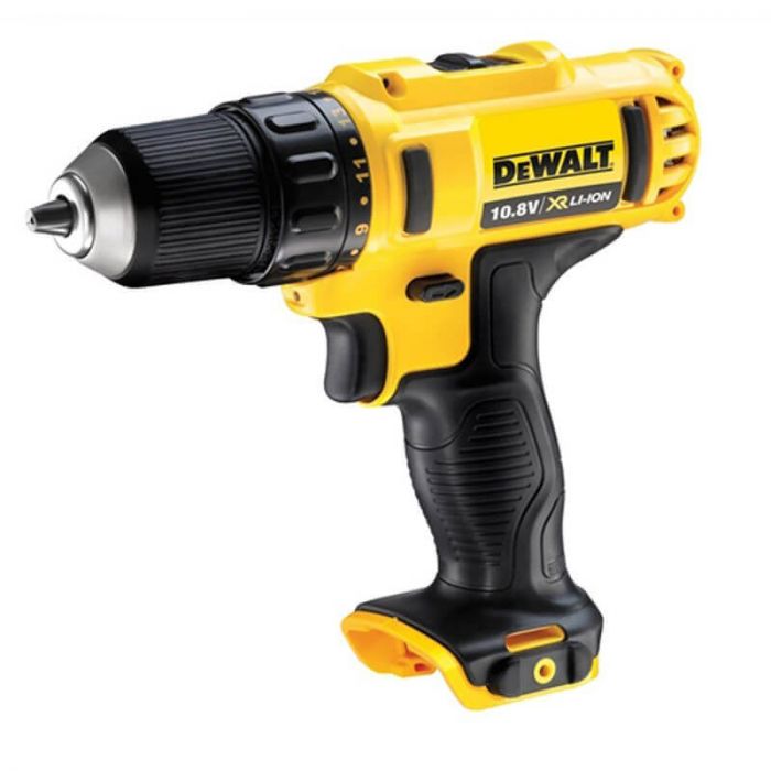 Дриль-шуруповерт акумуляторний DeWALT DCD710D2, ненаголошений, XR Li-Ion 10.8 В, 2 Ач, 24 Нм, 400-1500 об/хв, патрон 10 мм швидкозатискний, кількість швидкостей - 2, вага 1.1 кг, 2 ак