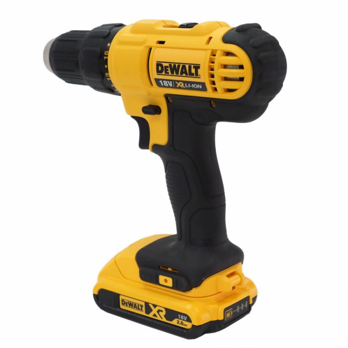 Дриль-шуруповерт акумуляторний DeWALT DCD771D2, ненаголошений, XR Li-Ion 18 В, 2 Ач, 42 Нм, 450-1500 об/хв, патрон 13 мм швидкозатискний, кількість швидкостей - 2, вага 1.28 кг, 2 акумулятори