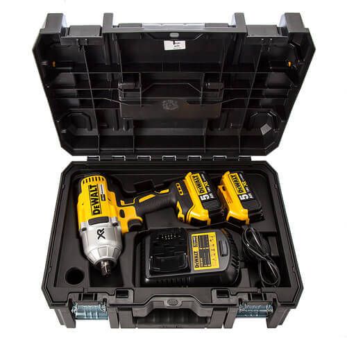 Гайковерт ударний акумуляторний безщітковий DeWALT DCF899P2, XR Li-Ion 18 В, 5 Аг, 950 Нм, 400/1200/1900 об/хв, 2400 уд/хв,