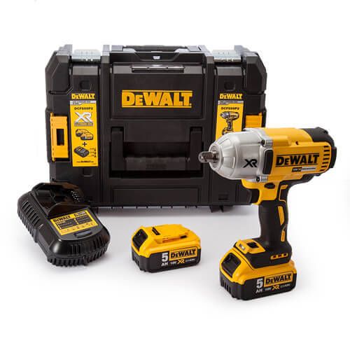 Гайковерт ударний акумуляторний безщітковий DeWALT DCF899P2, XR Li-Ion 18 В, 5 Аг, 950 Нм, 400/1200/1900 об/хв, 2400 уд/хв,